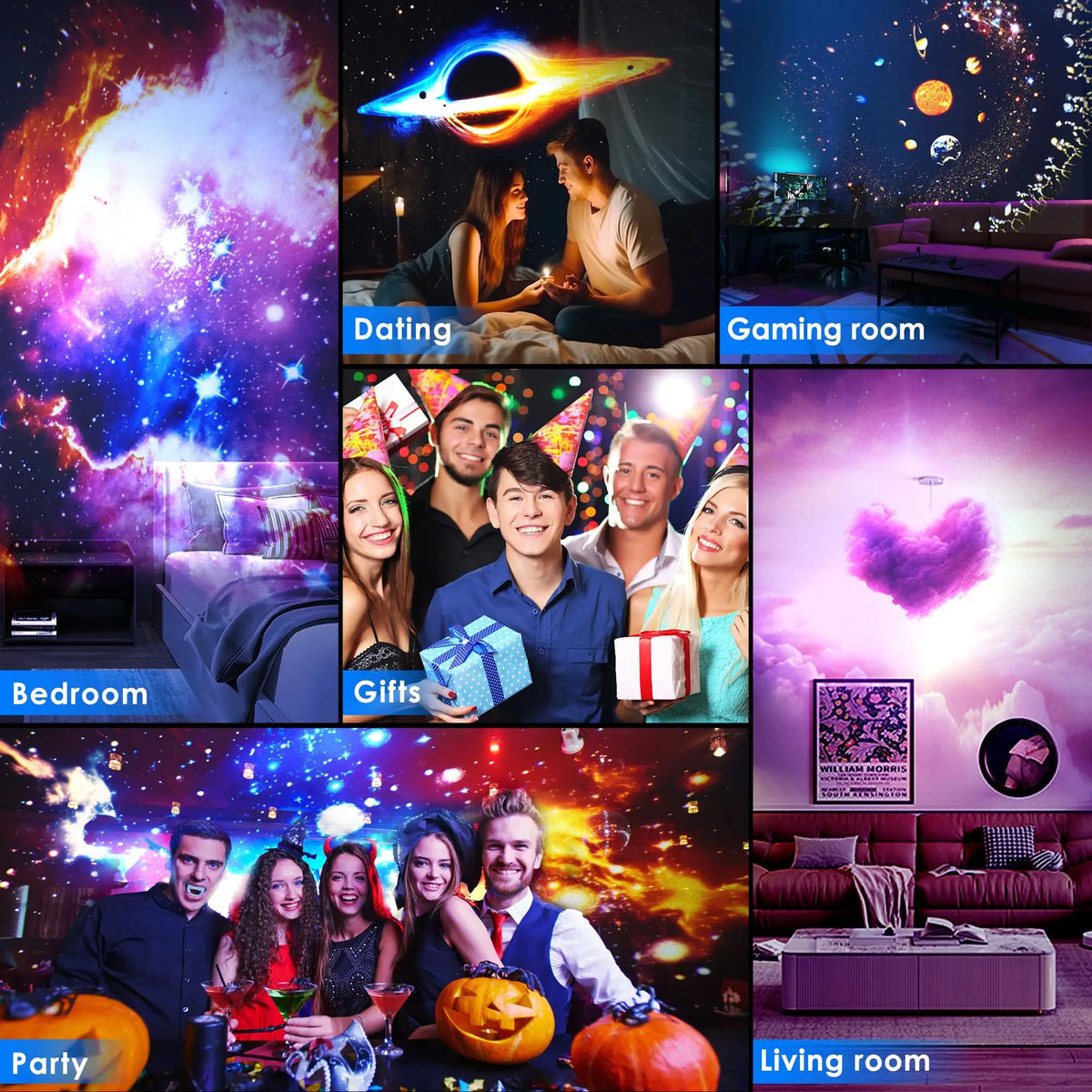 Galaxy Projector for Bedroom Pro Version HD 12 in 1 Film Dis