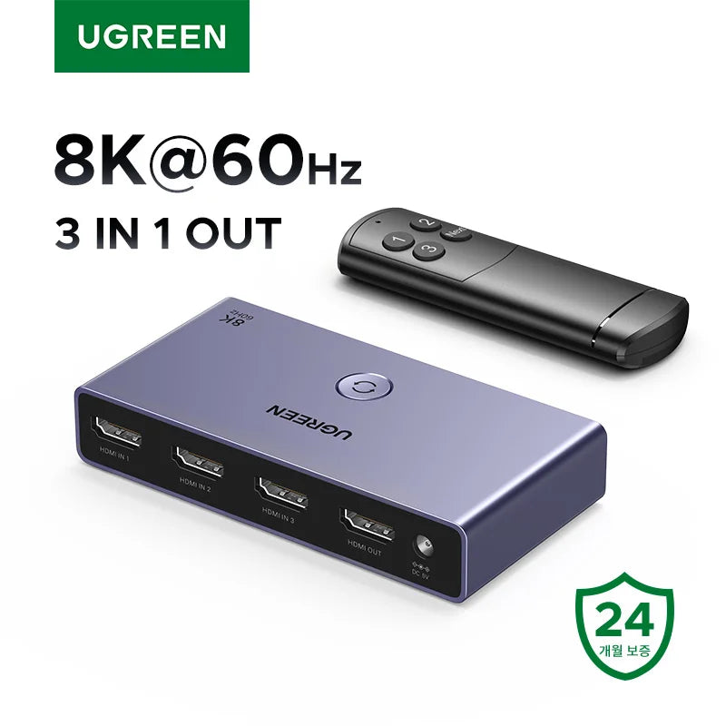 UGREEN HDMI 2.1 2.0 8K Switch 3 in 1 Out with Remote Control
