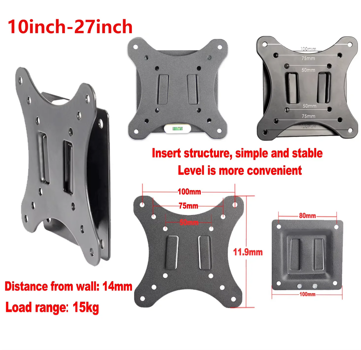 7-32 Inch TV Mount Wall Mount Snap Fasterner Flat Bracket Un