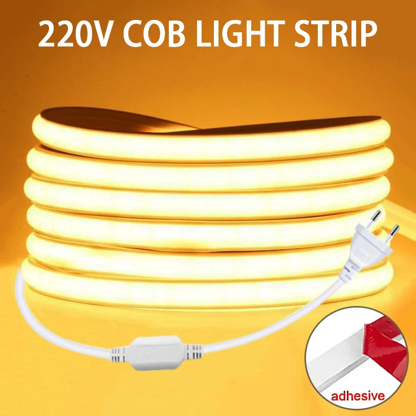 220v Led Ribbon Adhesive High Brightness COB Led Strip for R
