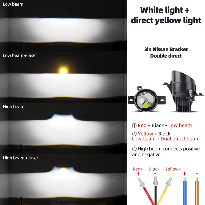 3.0Inch Led Projector Laser Lens Fog Lamp White Light 6000K 4300K H11 HB3 9005 Led Canbus Car Headlight Bulb Bi-led Fog Lights