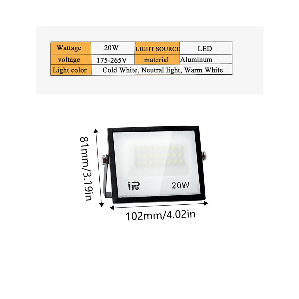 Led Floodlight 20-300W AC 110V 220V Outdoor Flood Light Street Lamp Projector Exterior IP65 Waterproof Led Spotlight For Garden