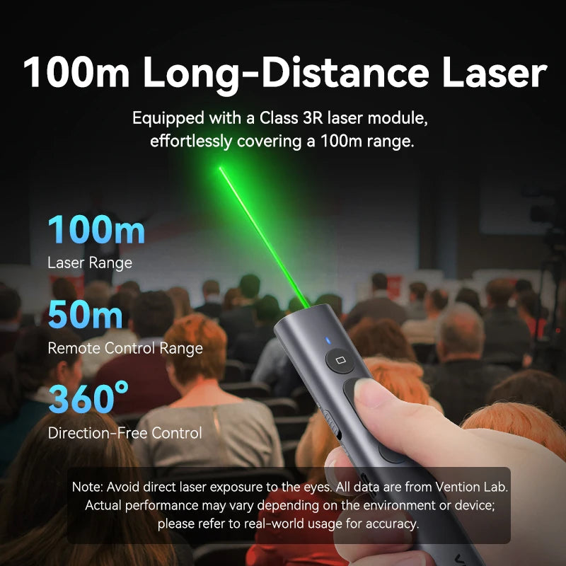 Vention Wireless Laser Pointer Presenter 100m 2.4Ghz USB C f