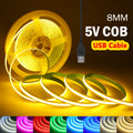 5V USB COB Led Strip Light 320LEDs/m Flexible Diode Tape Lin