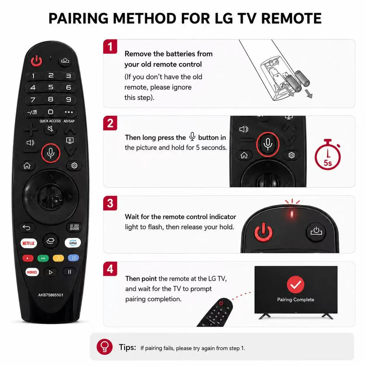 Replacement Remote Compatible For LG 4K OLED LCD UHD TV AKB7
