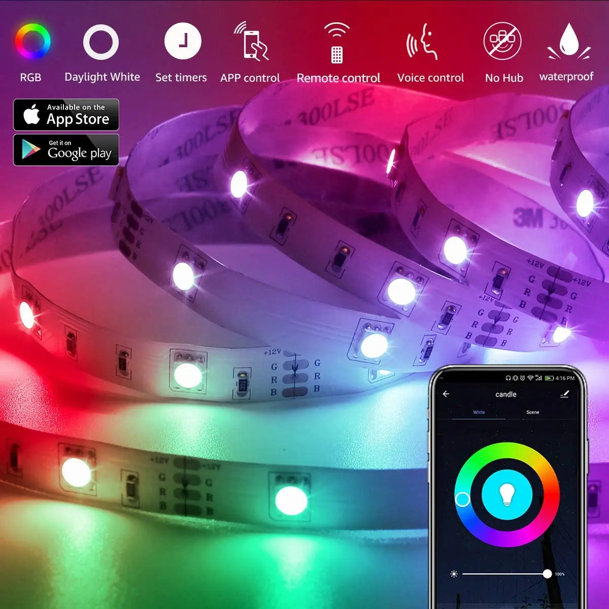 LED Strip 5050 DC 12V 24V RGB Warm White 5 Meter Waterproof 