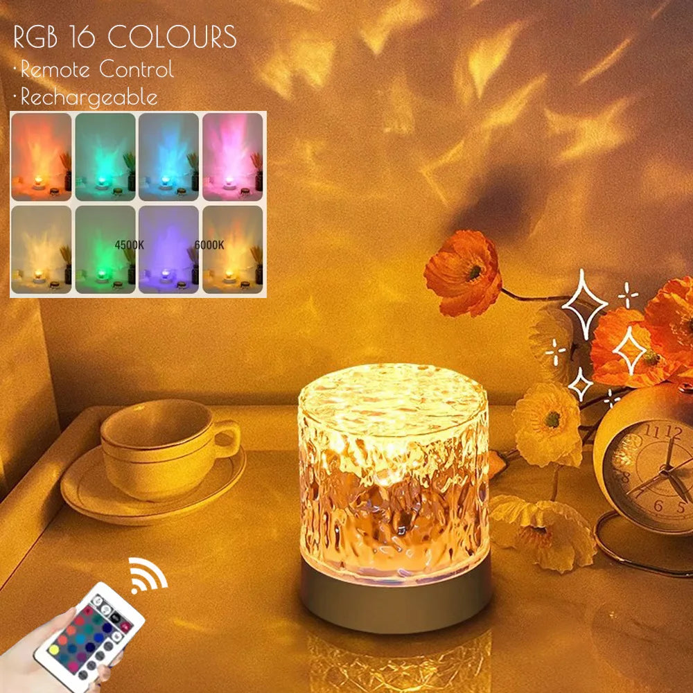 Rechargeable 16 Color LED Water Ripple Projector Night Light