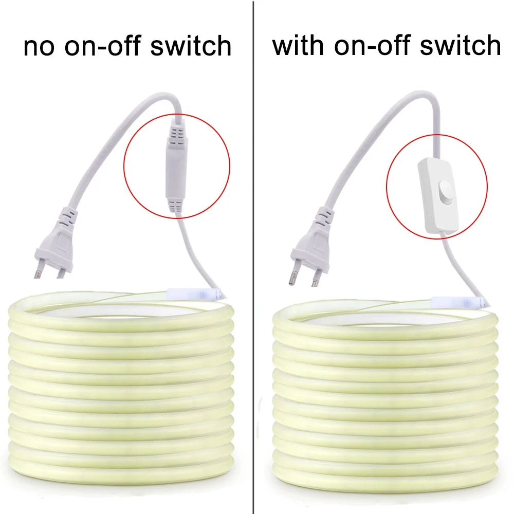 220V Led Strip with ON/OFF Switch Waterproof COB LED Strip 2