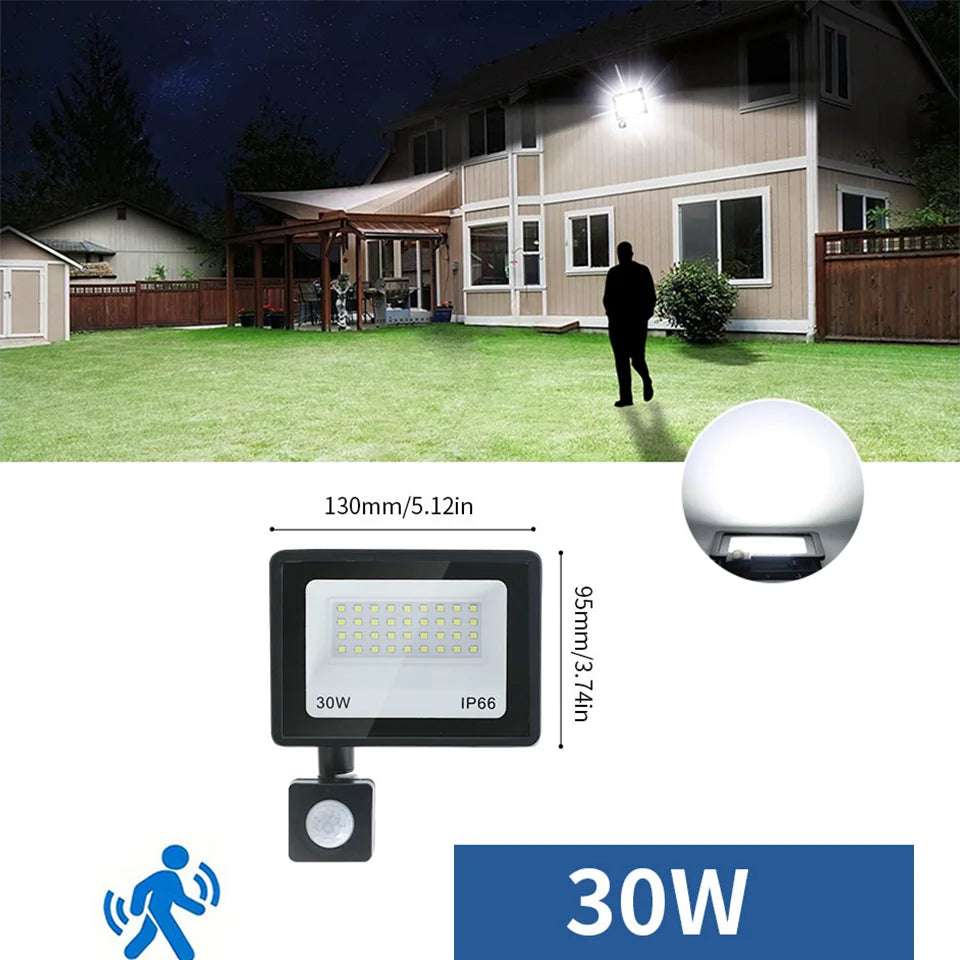 LED Floodlight Motion Sensor AC220V AC110V 10W-300W Waterproof Outdoor Projector Exterior Spotlight Outdoor lamp Wall Reflector
