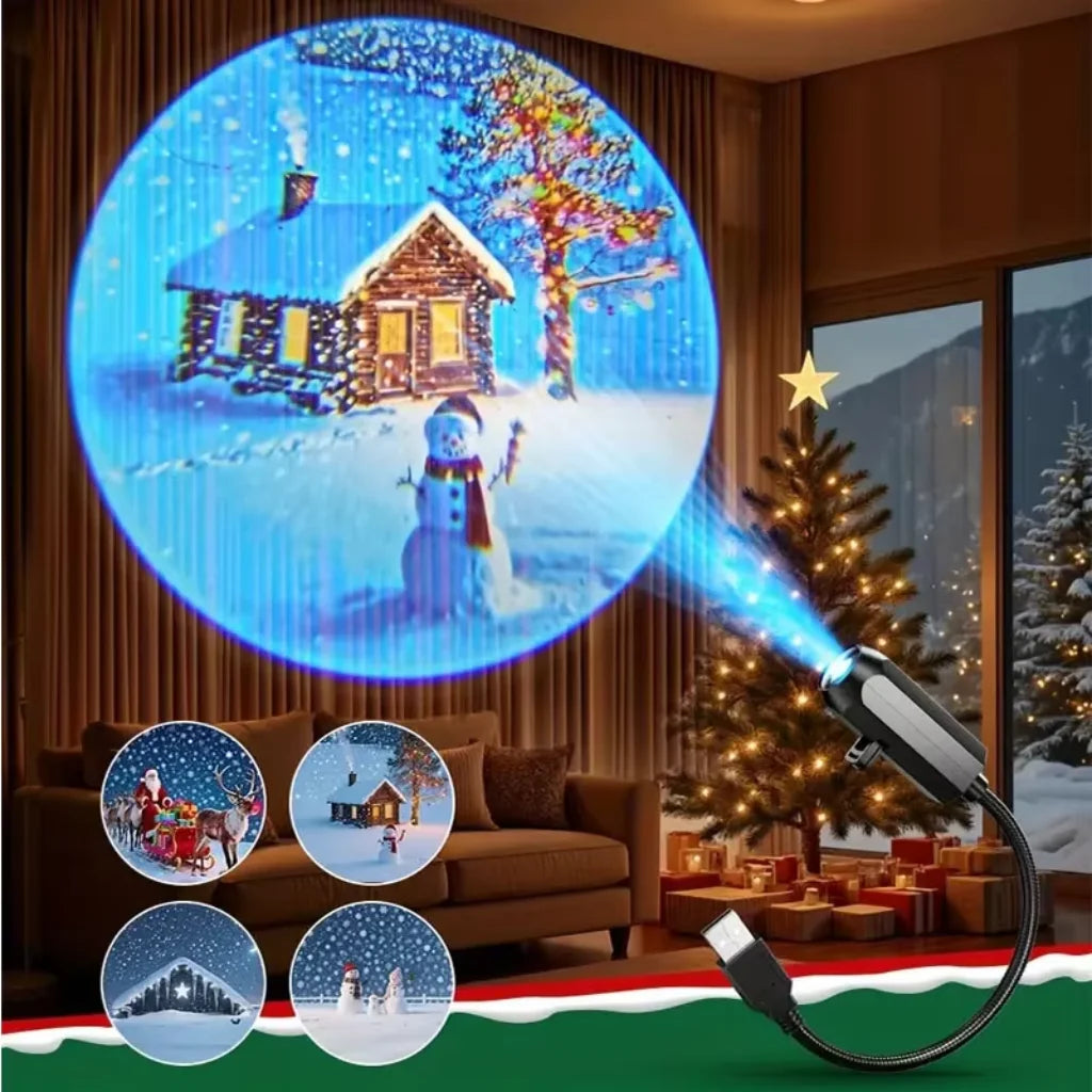 Christmas Projector Light 4/6/10PC Pattern Adjustable USB Pr