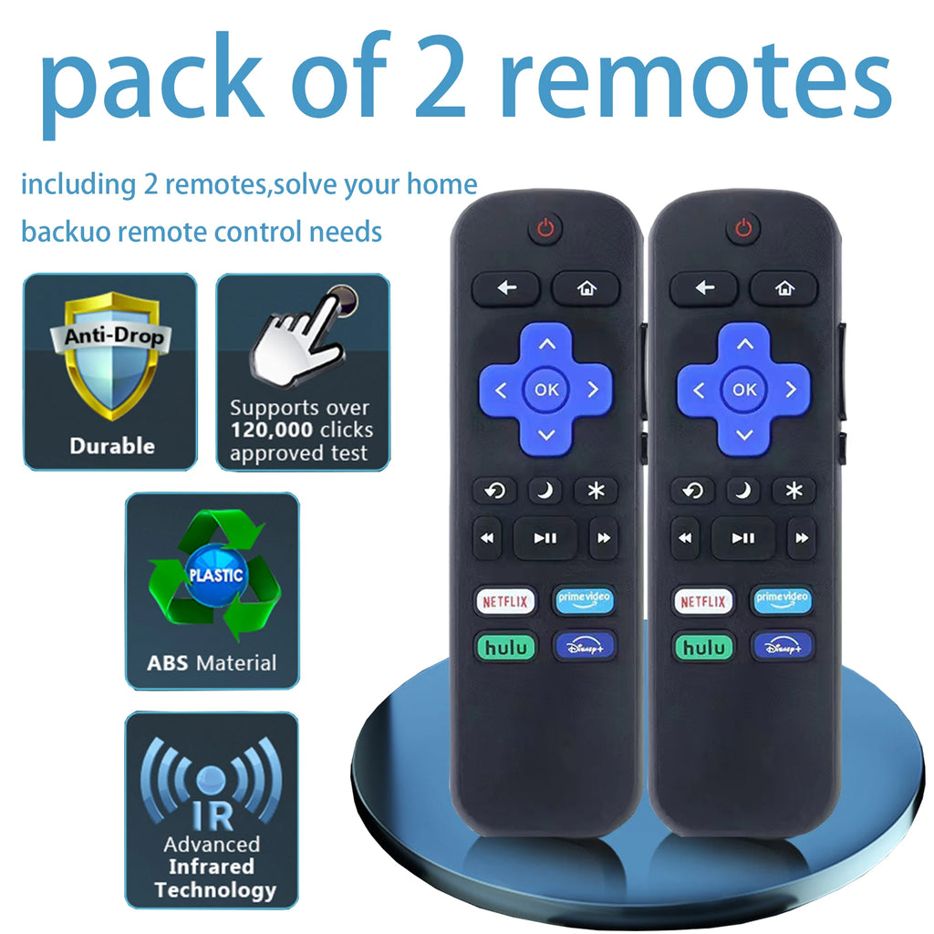 2 Pcs New Replacement Remote Control Fit for All Roku TV Com