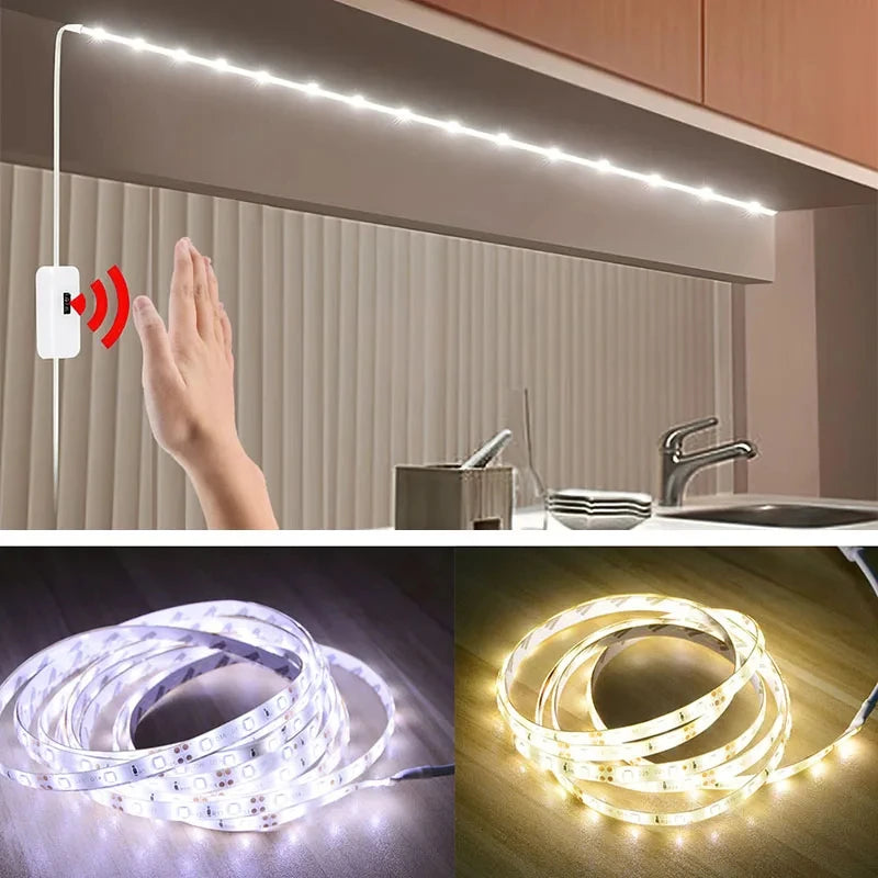 USB 60 LED Strip Lights DC 5V Smart Dimmer Gesture Sensor Sw