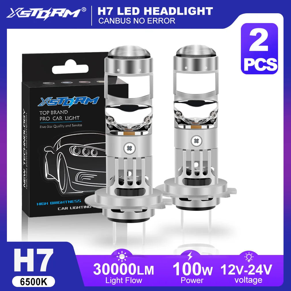 XSTORM H7 LED Projector Lens 100W 30000LM double Lens H7 Hea