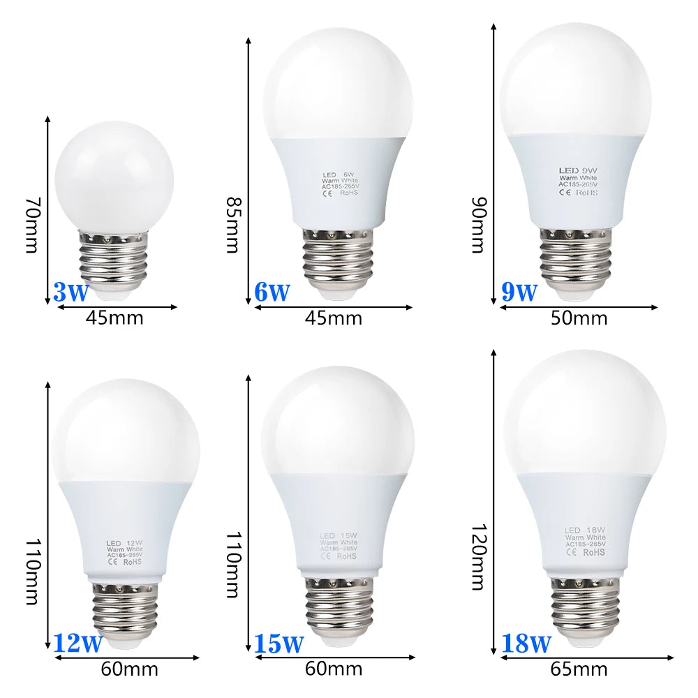 E27 LED Bulb Smart IC Energy Saving Light 220V-240V High Bri