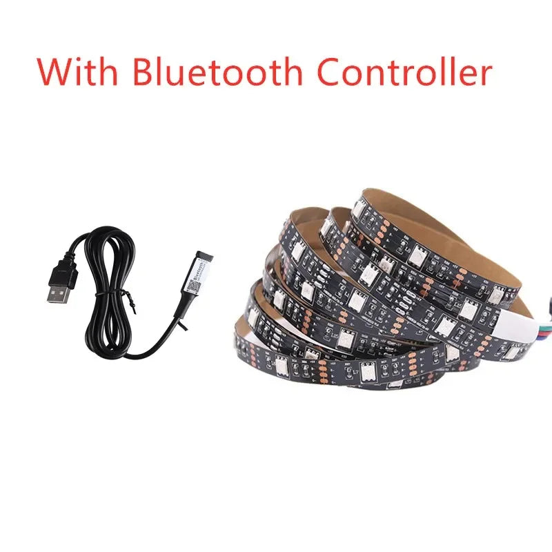 USB LED Strip Light 5V RGB Waterproof Black PCB 5050 0.5m 1m