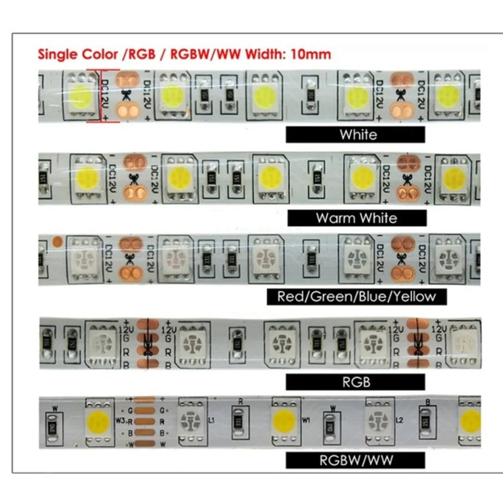 LED Strip 5050 DC 12V 24V RGB Warm White 5 Meter Waterproof 