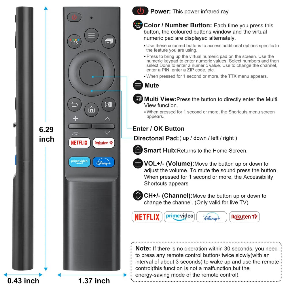 Replacement for Samsung Smart TV Remote Control Universal In
