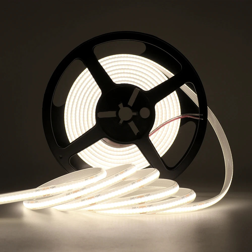 1-20M IP68 Waterproof COB LED Strip 12V 24V 320LEDs/M RA90 Flexible Light Bar Kitchen Home Room Led Ribbon for Outdoor Garden