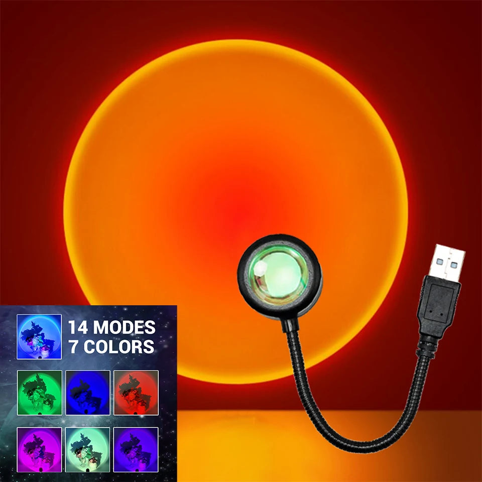 LED Sunset Lamp Nightlights USB Projector Birthday Party Dec