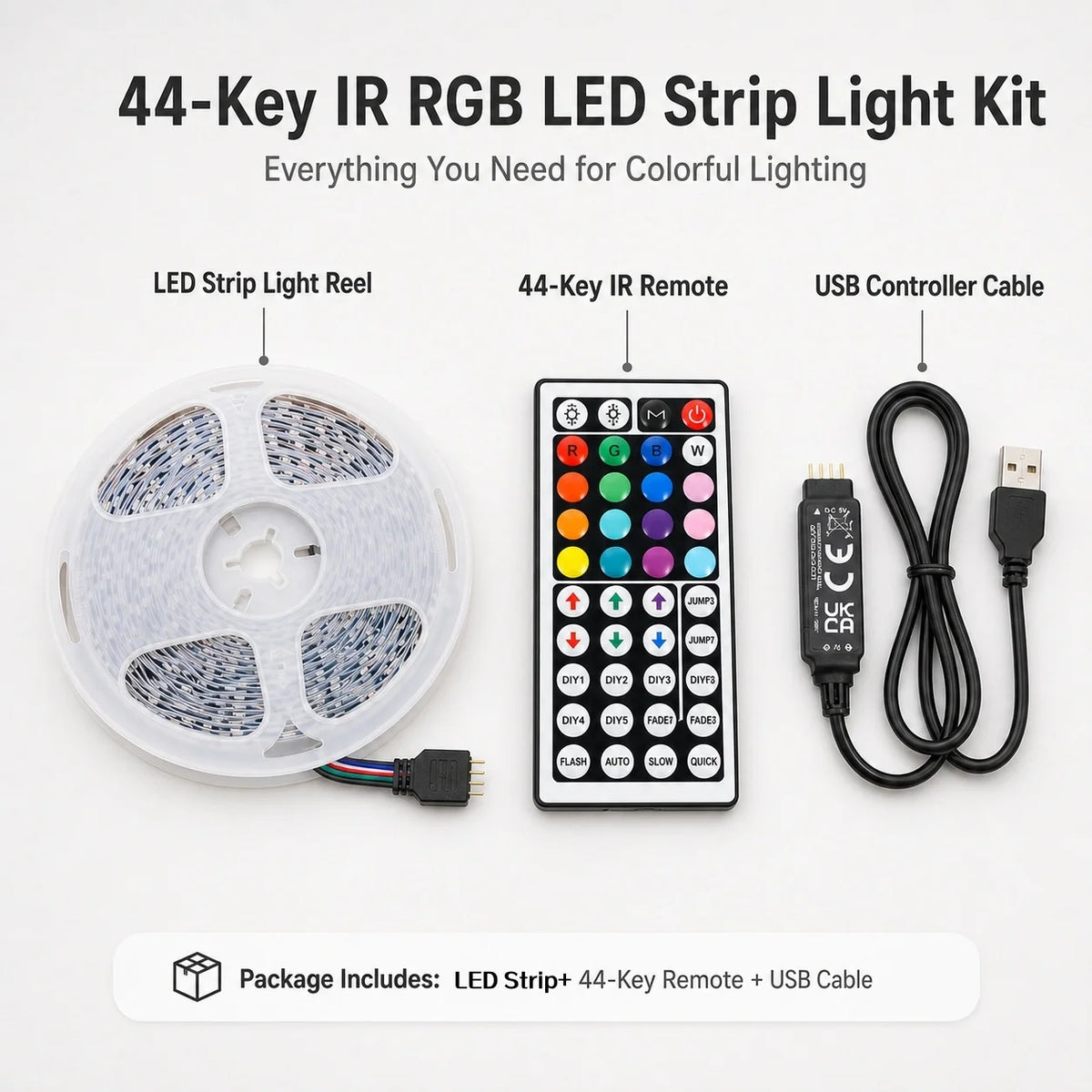 1M-40M Led Strip Lights with 44 Key Remote Control RGB Tape Led Wall Room for Home Bedroom Party Decor TV Backlight