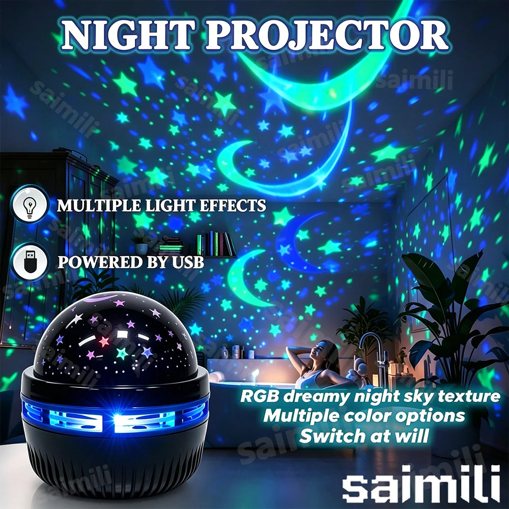 LED Starry Galaxy Projector Rotating Night Light RGB Smart R