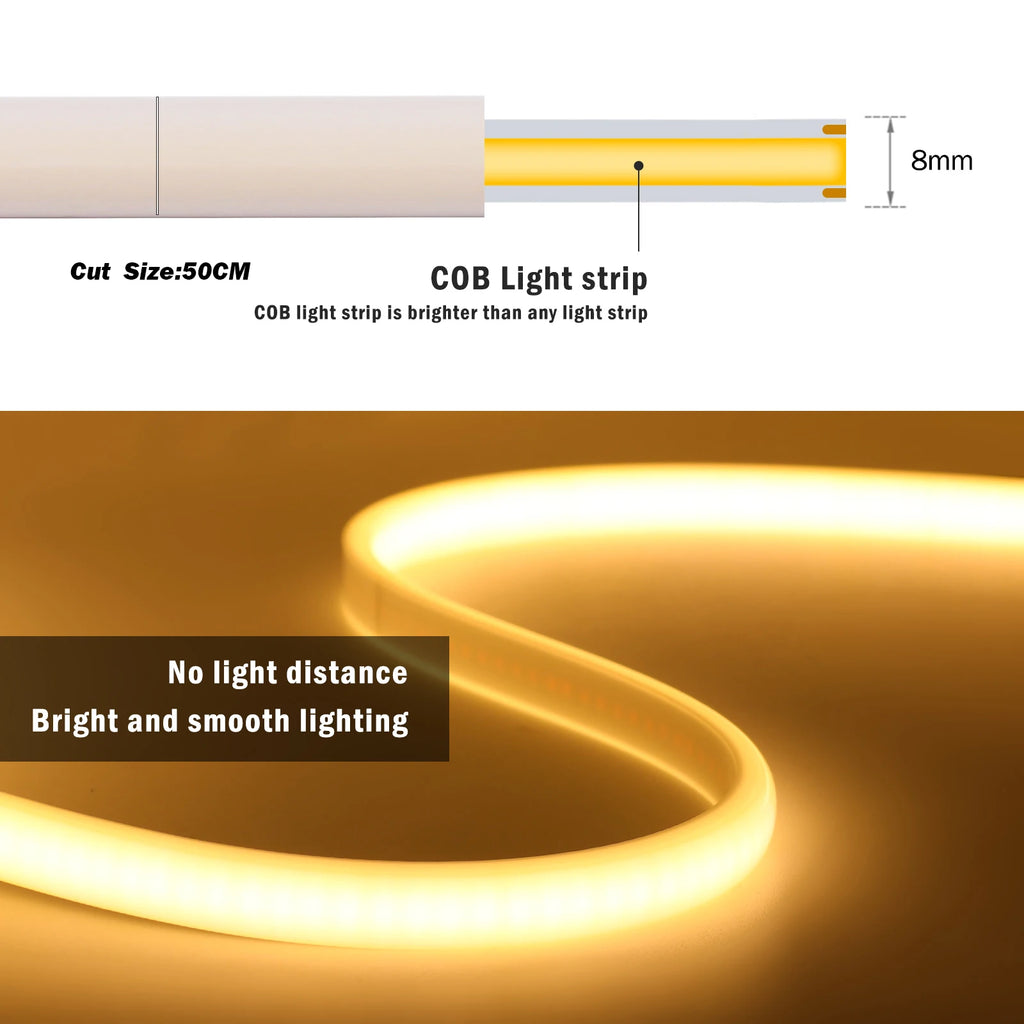 1-50M 220V COB LED Neon Strip Light IP67 Waterproof With Swi