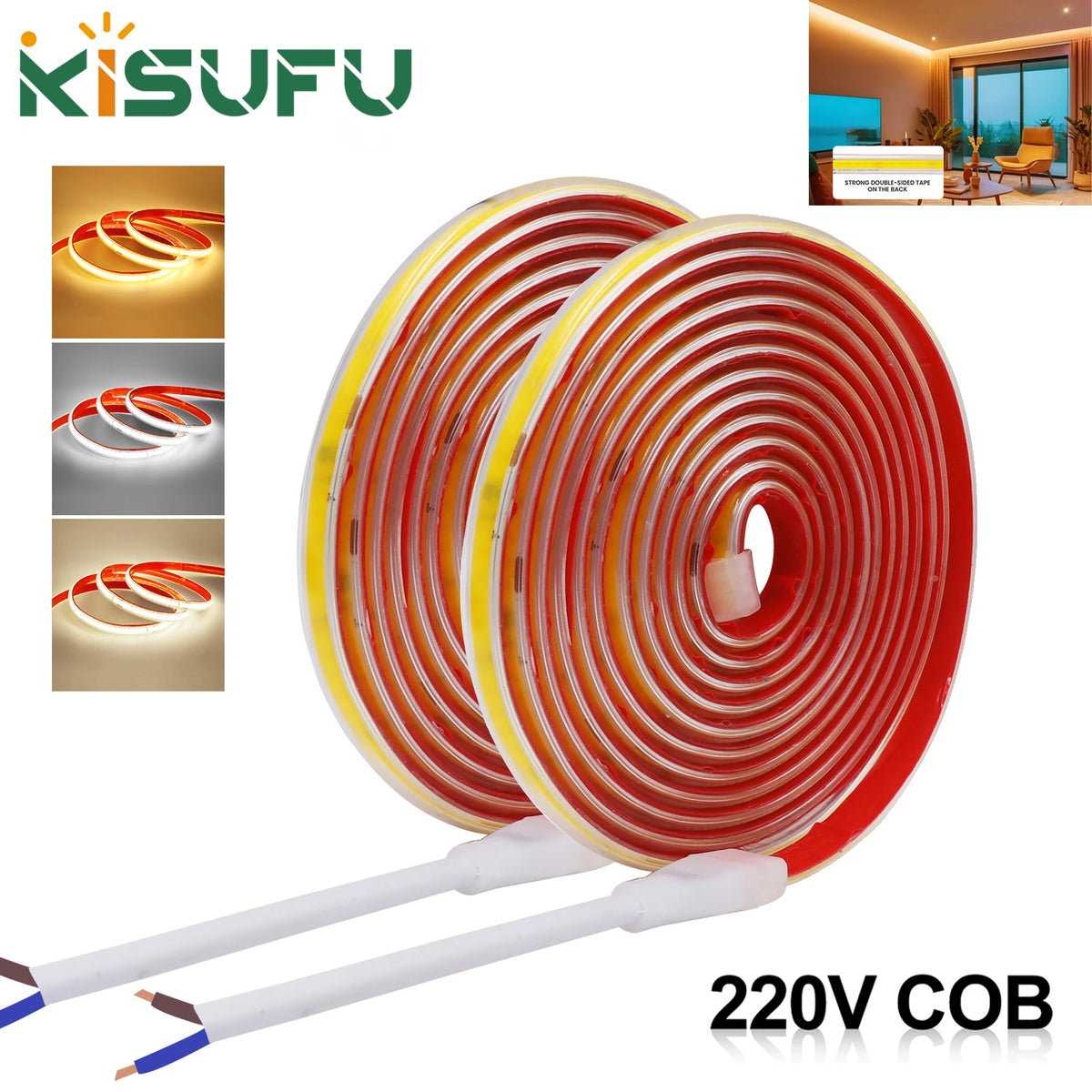 AC 220V COB Strip 240Leds/M IP65 Waterproof 3000K 4000K 6000