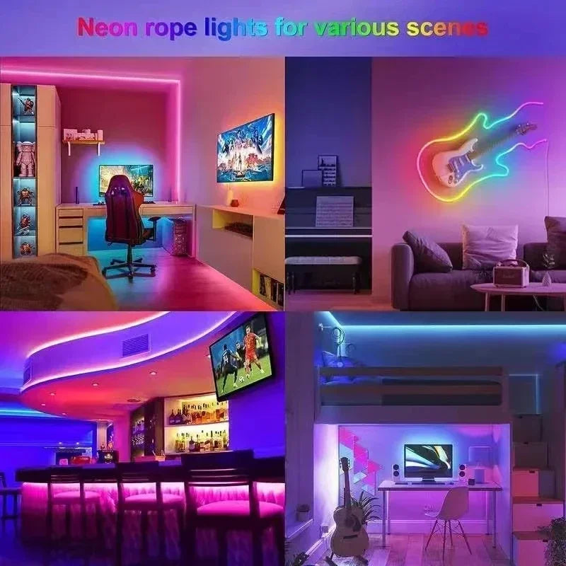 5V USB RGBIC Neon LED Strip Lights with Bluetooth APP Contro