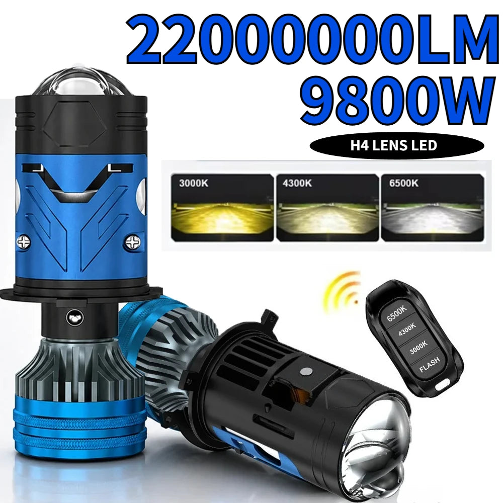 9800W H4 LED Projector Len Bulb Three Color Remote Control 6