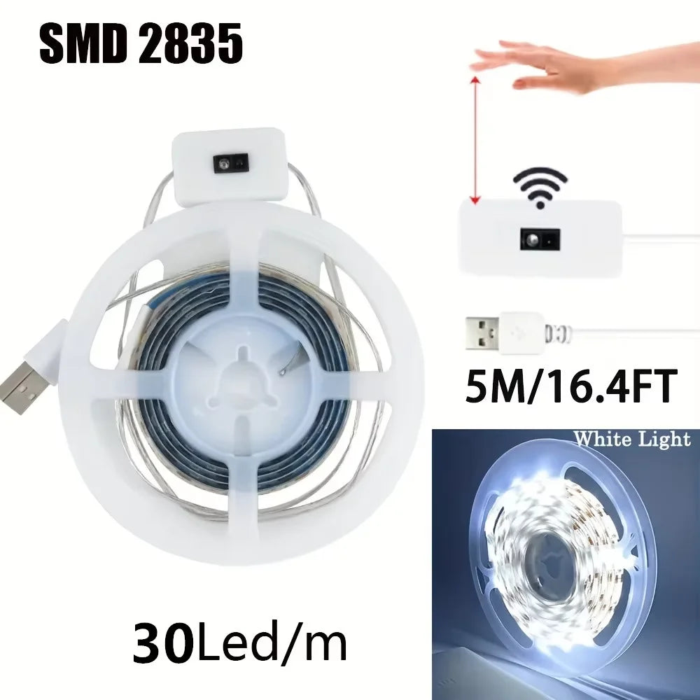 DC 5V USB Motion Backlight LED Light Strip Hand Sweep Waving ON OFF Sensor TV Kitchen Under Cabinet Lamp