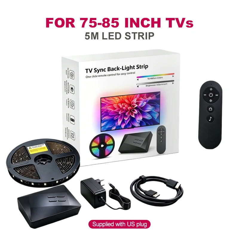 Ambient TV Backlight LED Sync to Screen 4K for 40-85 Inch Real-Time Sync LED Light Strip for HDMI-Compatible 2.0 PS5 XBOX SWITCH