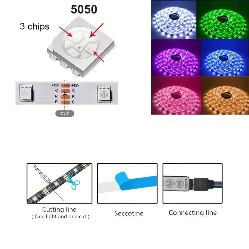 1 Roll of Low-Voltage 5V Light Strip 5050 Rgb Colorful Led L