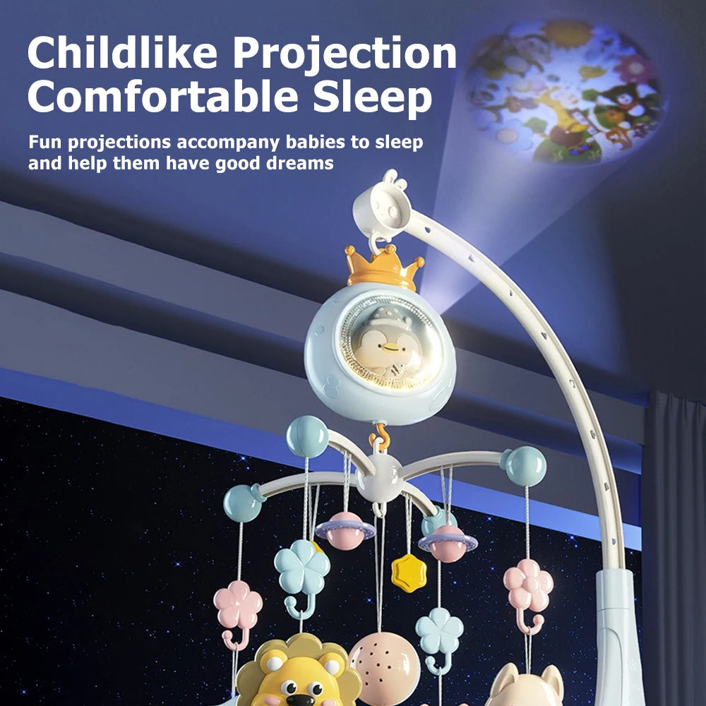Baby Crib Mobile with Projector and Night Light Remote Contr