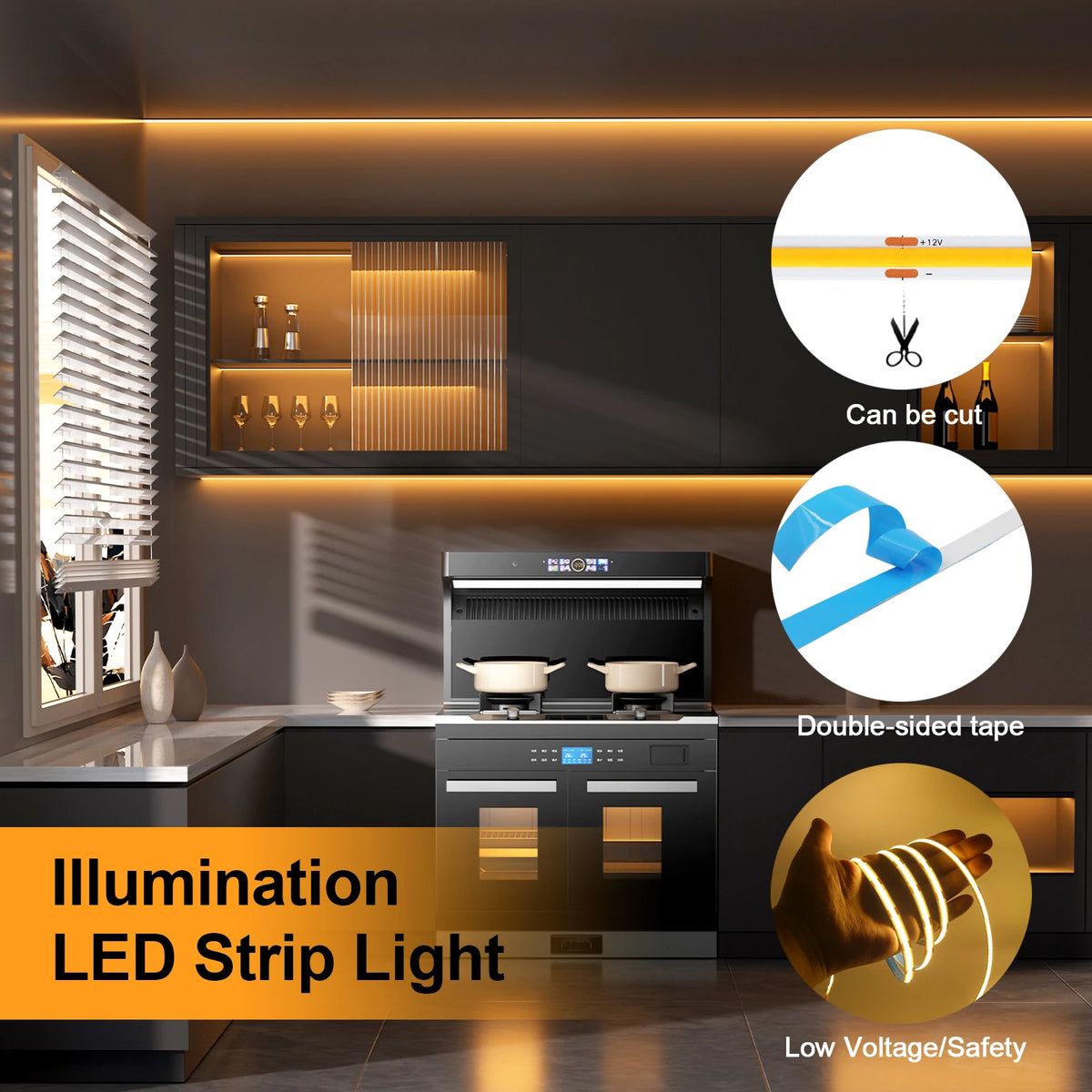 DC5V USB COB LED Strip 3mm 5mm 8mm Width 12V 320LEDs Flexibl