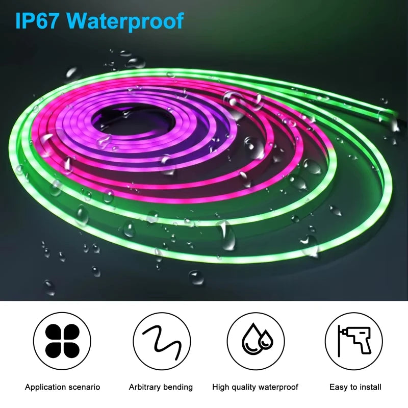 5V USB RGBIC Neon LED Strip Lights with Bluetooth APP Contro