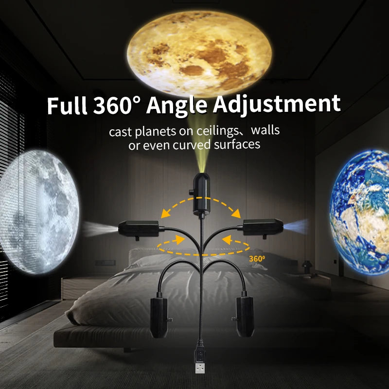 USB Moon Earth Planetary Projector Lamp 3 Types Theme Replac