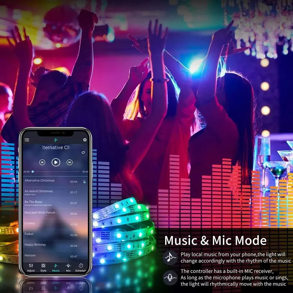 RGB LED Strip Lights USB Smart Bluetooth APP Control Led Fle