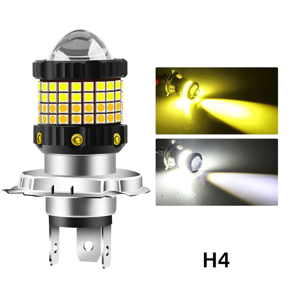 H4 LED P15D BA20D Motorcycle Headlight Bulb CSP Projector Lens White Yellow Hi/Lo Beam Lamp For Moto Scooter Accessories 12V