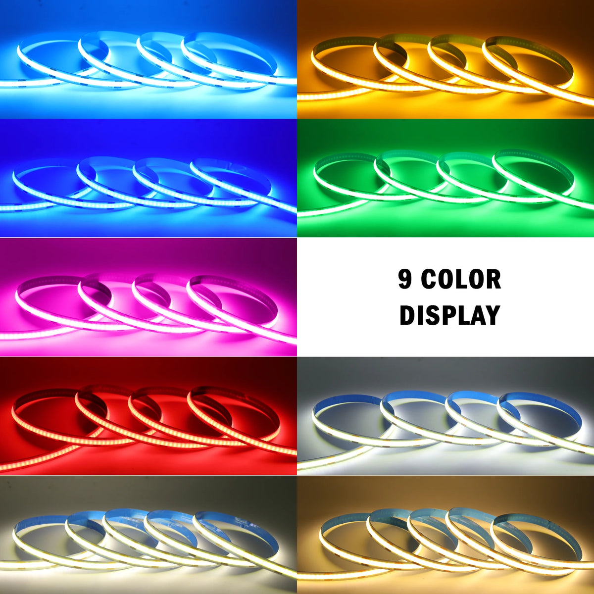 8mm 5mm 3mm PCB COB LED Strip Lights 12V 320LEDs/M RA90 Dimm