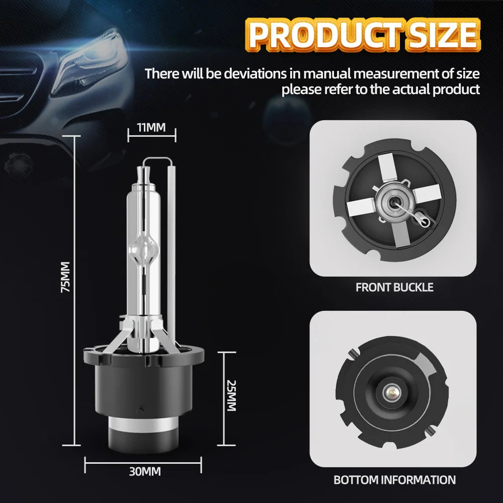 2pcs D1S D2S D3S D4S HID Xenon Headlight Bulb Bi-xenon 6000K White Projector Lens Replacement Lamp With Metal Holder 6000K 8000K