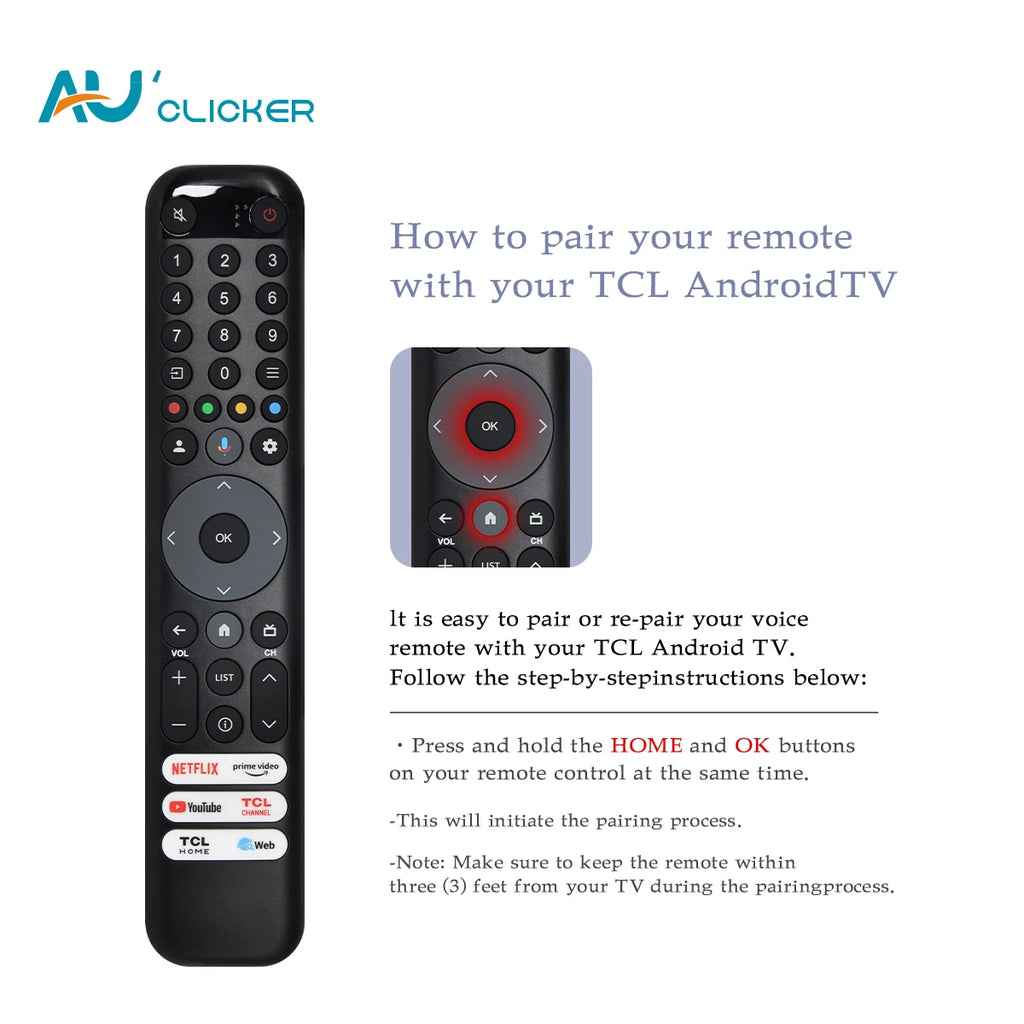 RC833 GUB1 Suitable for TCL Voice Remote Control Replacement