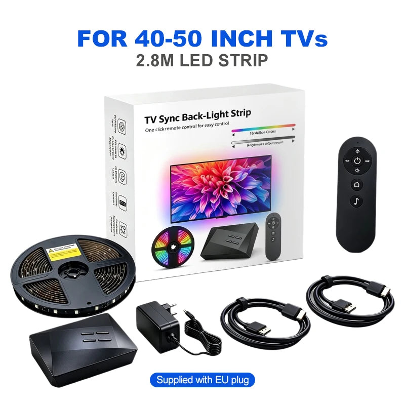 Ambient TV Backlight LED Sync to Screen 4K for 40-85 Inch Real-Time Sync LED Light Strip for HDMI-Compatible 2.0 PS5 XBOX SWITCH