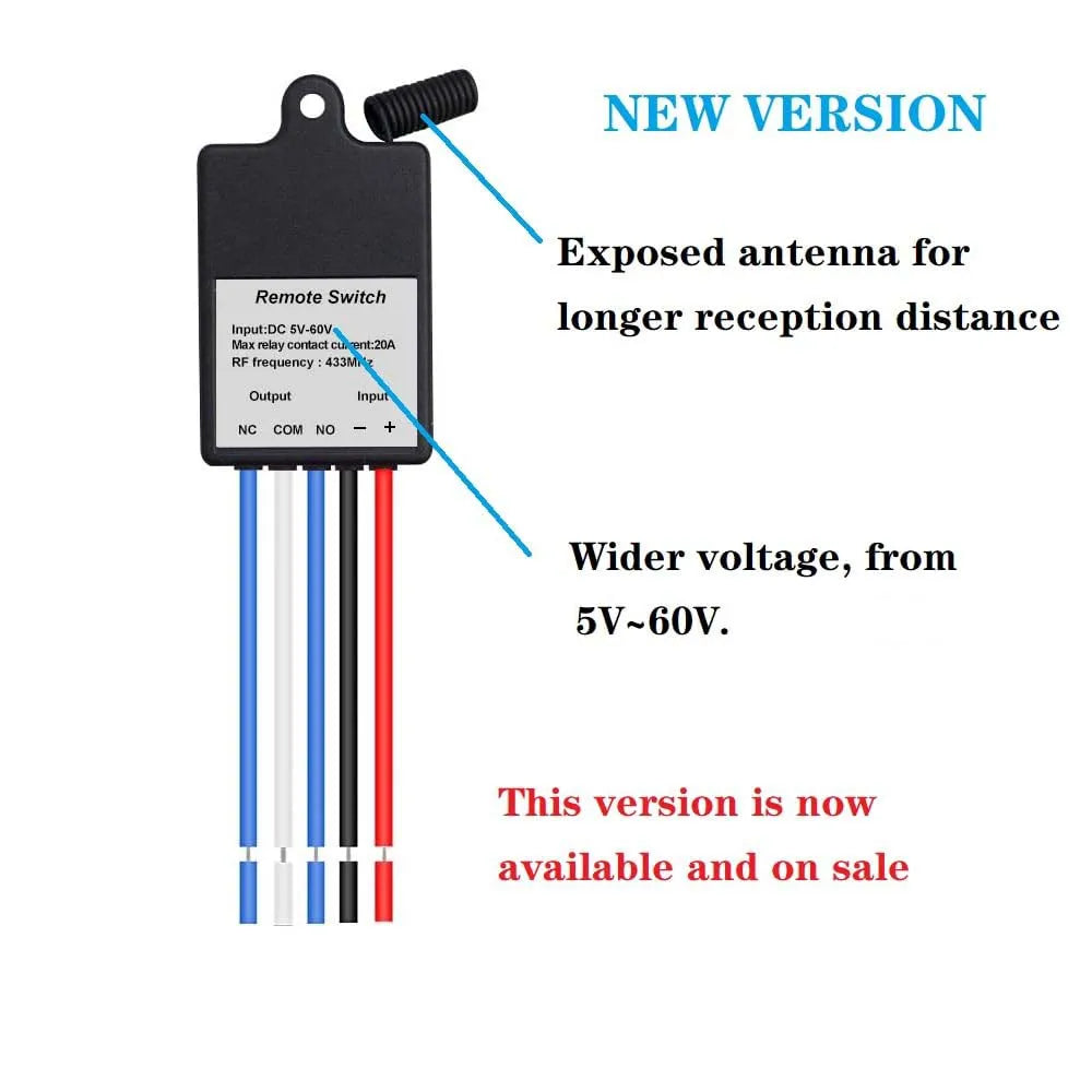 433MHz Wireless Remote Control Switch Relay DC 5V-60V Transm