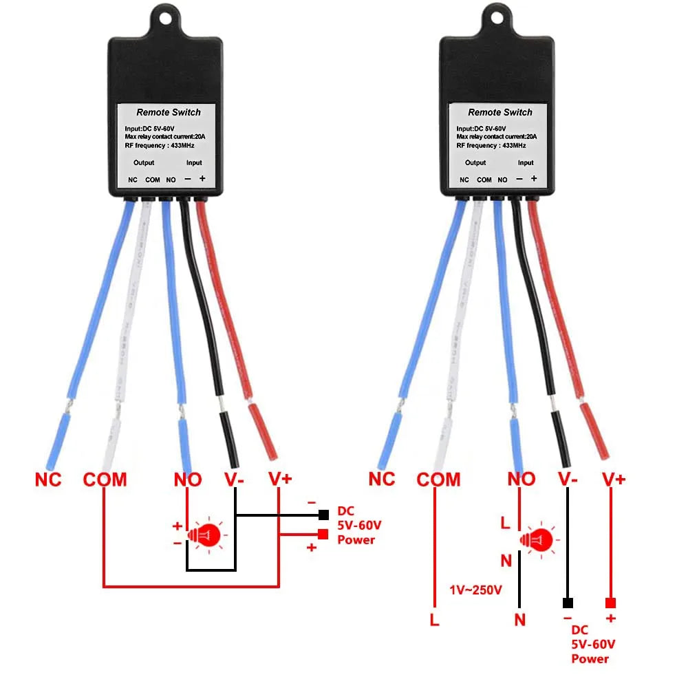 433MHz Wireless Remote Control Switch Relay DC 5V-60V Transm