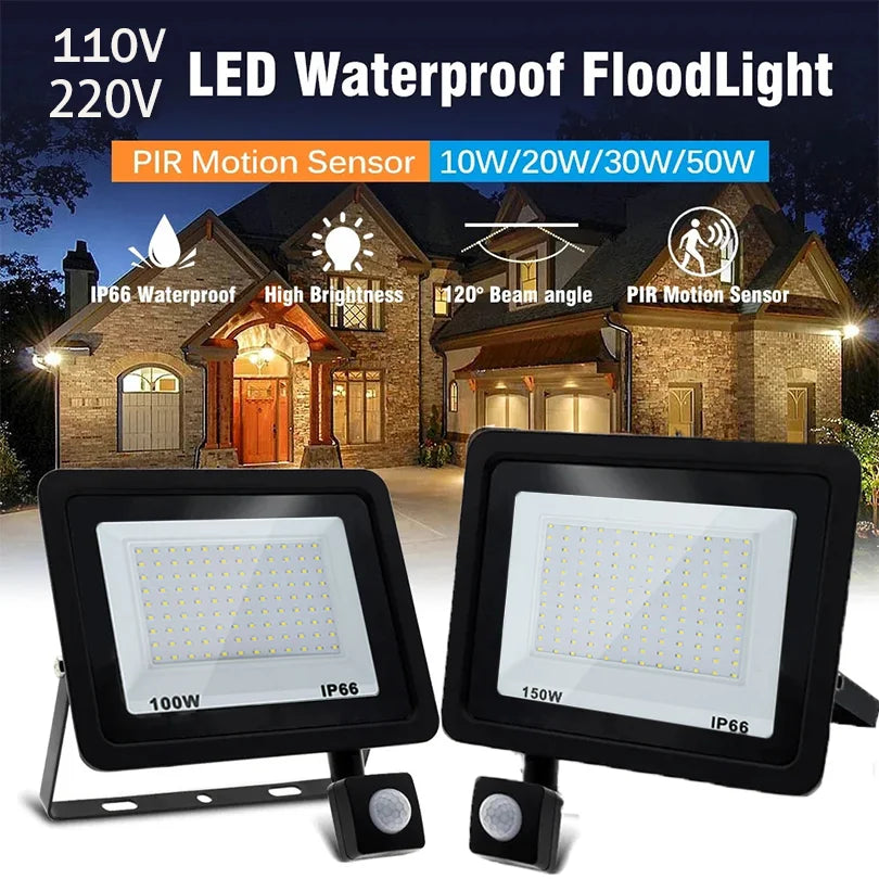LED Floodlight Motion Sensor AC220V AC110V 10W-300W Waterpro