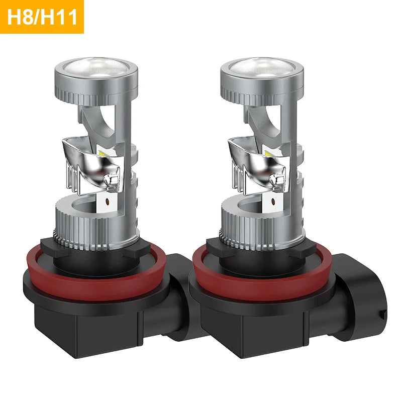 2pcs H7 H11 LED Fog Light Projector Lens Car Headlight 9005 9006 H8 H11 Hi/Low LED Bulbs Canbus Auto Motorcycle Lamps Plug Play