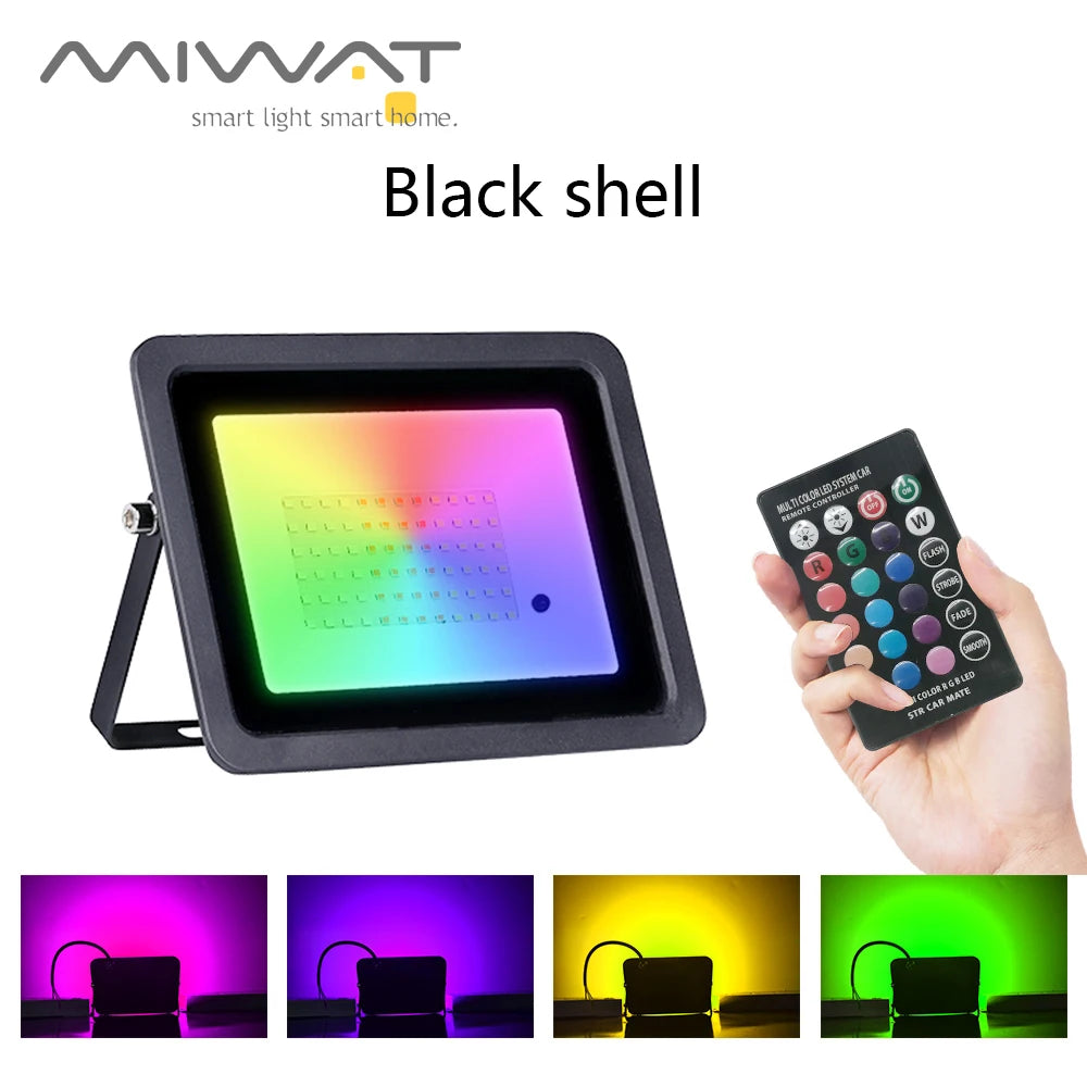 RGB Flood Light 100W 50W 30W 20W RGB Reflector IP68 Waterproof LED Spotlight 110V/220V Projector Lamp Outdoor Garden Lighting