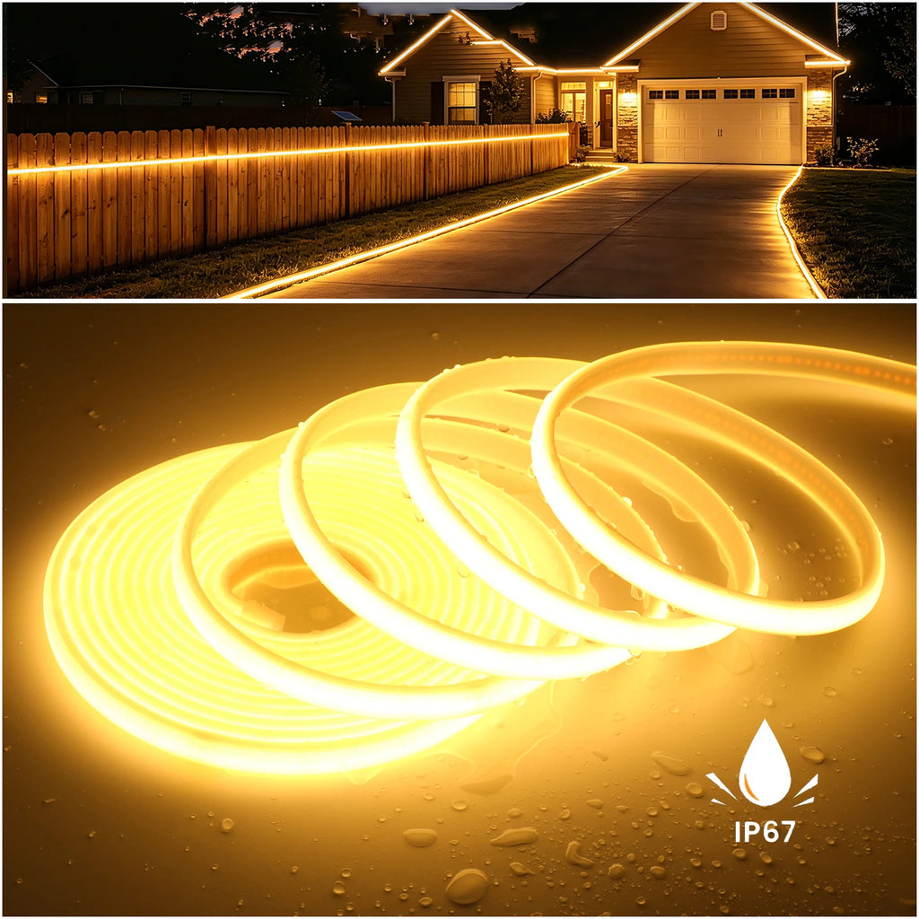 DC12V 24V COB Strip With 2PIN /DC Cable IP67 Waterproof Outd