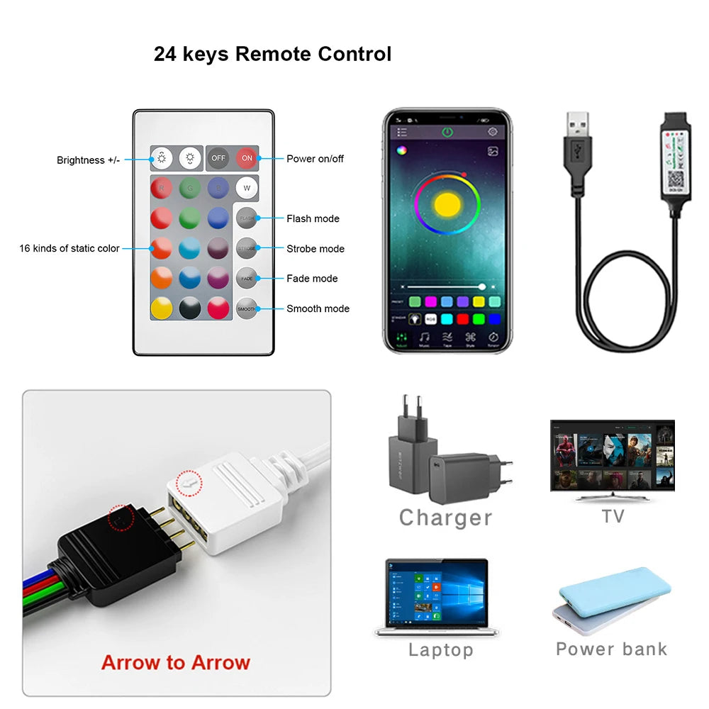 5V USB Led Lights for Room RGB Led Strip Lights 10m 20m 30m 
