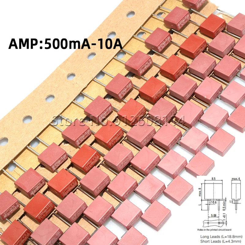 20Pcs 392 Square Fuse 0.5A 1A 2A 2.5A 3.15A 4A 5A 6.3A 8A 10